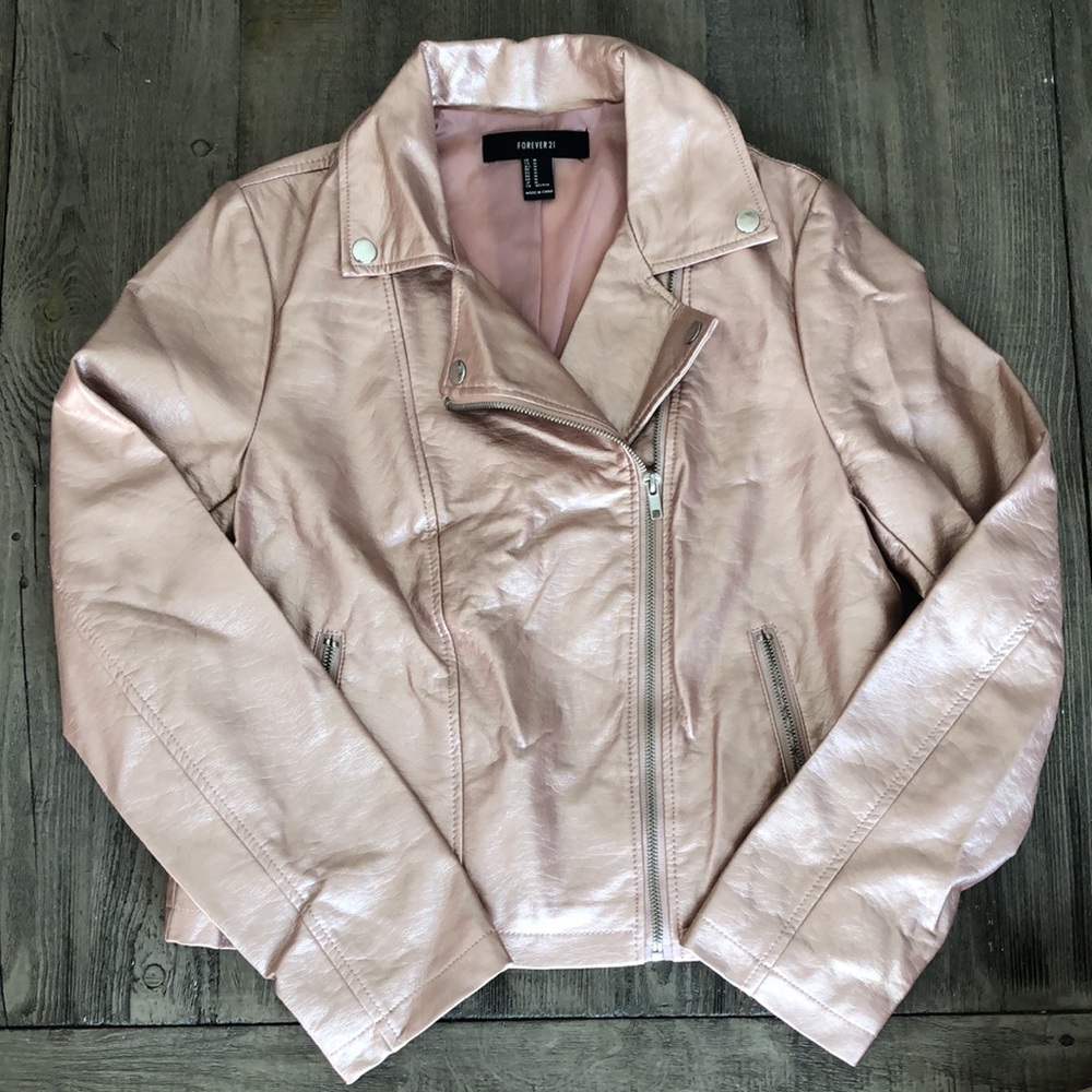 Forever 21 Rose Gold Moto Jacket